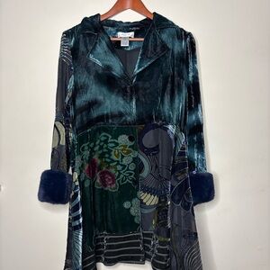 Vintage Anis A Velvet Burnout Top Kimono Size Small Floral Boho